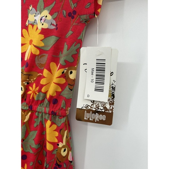 LulaRoe Disney Mae 10‎ Dress Pockets Bambi Thumper Floral Flowers Rare NWT - Picture 2 of 8